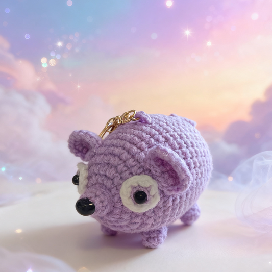 Handmade cute purple mouse crochet keychain/bag pandent gift