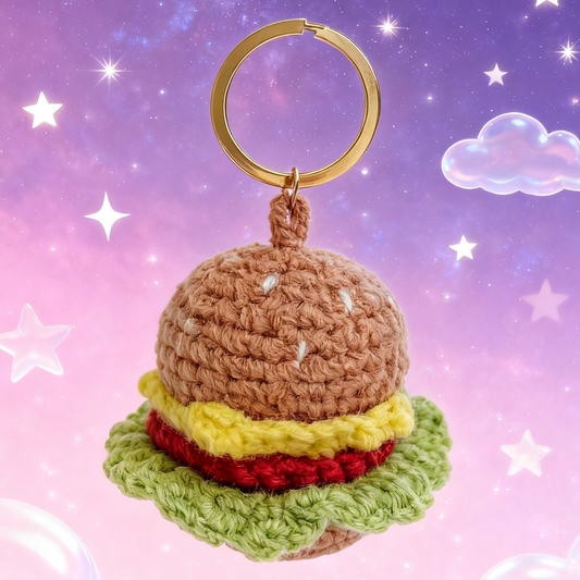 Handmade cute crochet hamburger keychain/bag pandent gift
