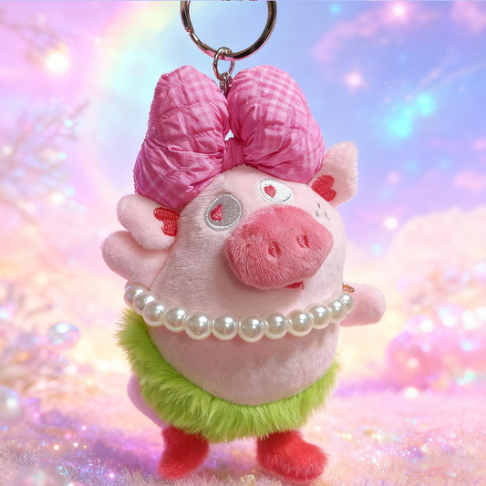 Handmade cute bow pig keychain/bag pandent gift