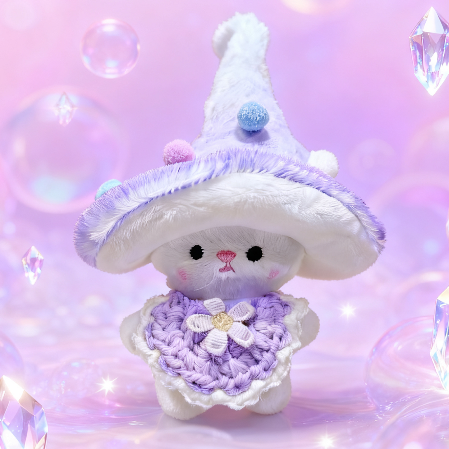 Handmade cute crochet Mushroom Elf keychain/bag pandent gift