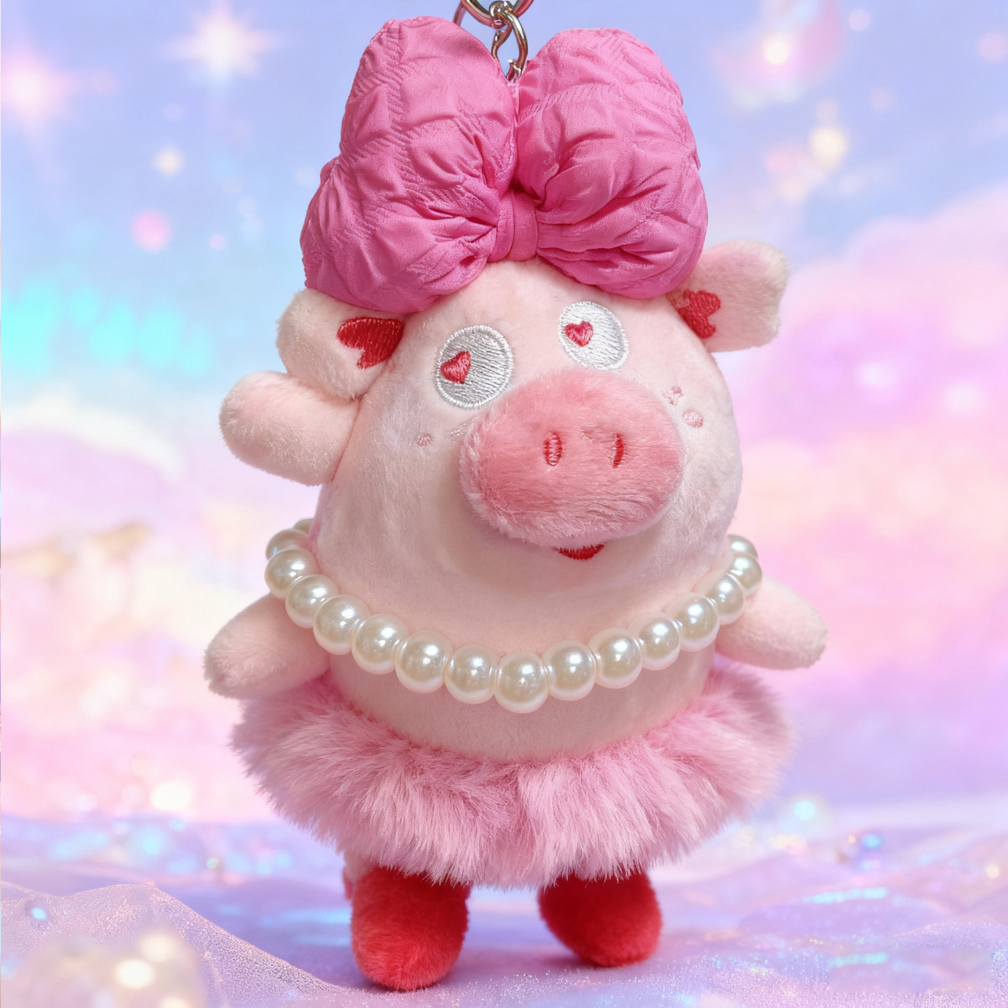 Handmade cute bow pig keychain/bag pandent gift