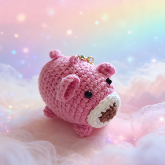 Handmade cute pig crochet keychain/bag pandent gift
