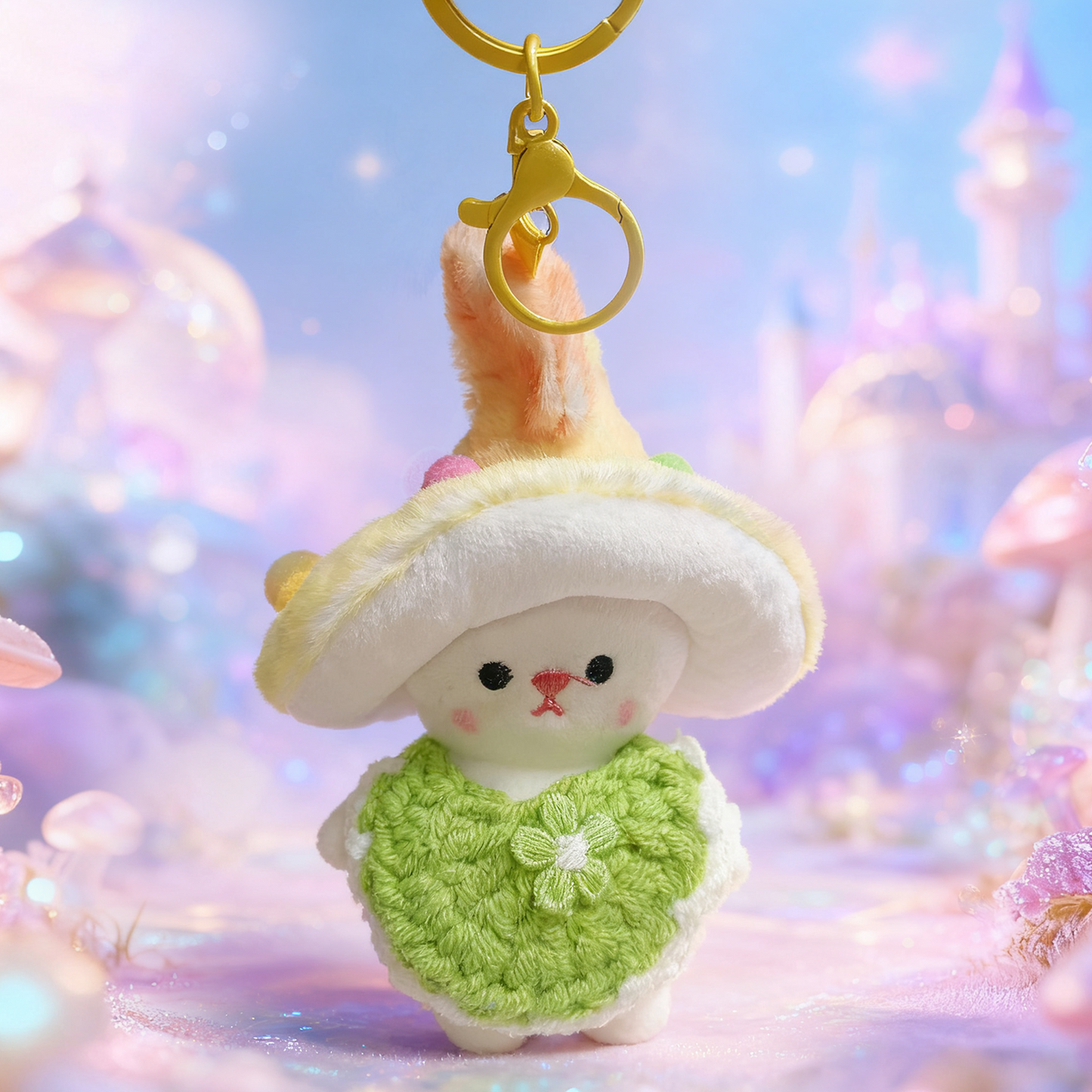 Handmade cute crochet Mushroom Elf keychain/bag pandent gift