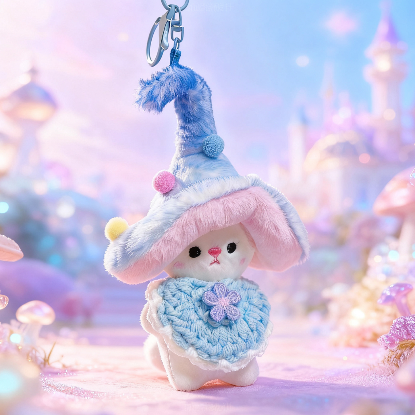 Handmade cute crochet Mushroom Elf keychain/bag pandent gift